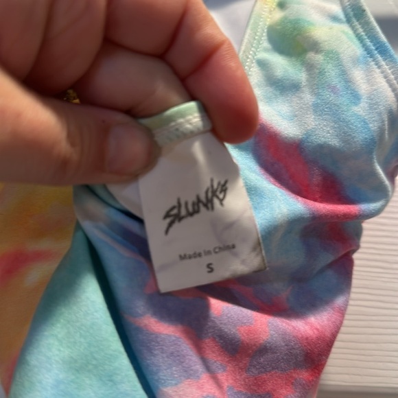Slunks Tie Dye One-Piece Cheeky Swimsuit S bathing suit volleyball - Picture 7 of 8